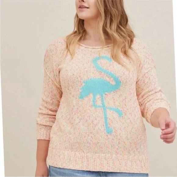 torrid Sweaters - TORRID Marled Cotton Flamingo Pink Pullover Sweater